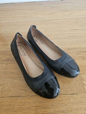 Josef Seibel Black Patent Cap-Toe Ballet Flats